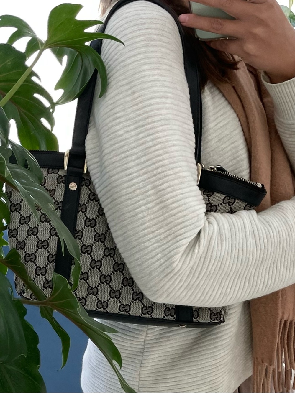 Gucci Black & Beige GG Canvas Tote Bag - Picture 2 of 16